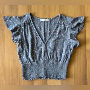 Abercrombie & Fitch blue white polka dotted dots cropped top blouse small